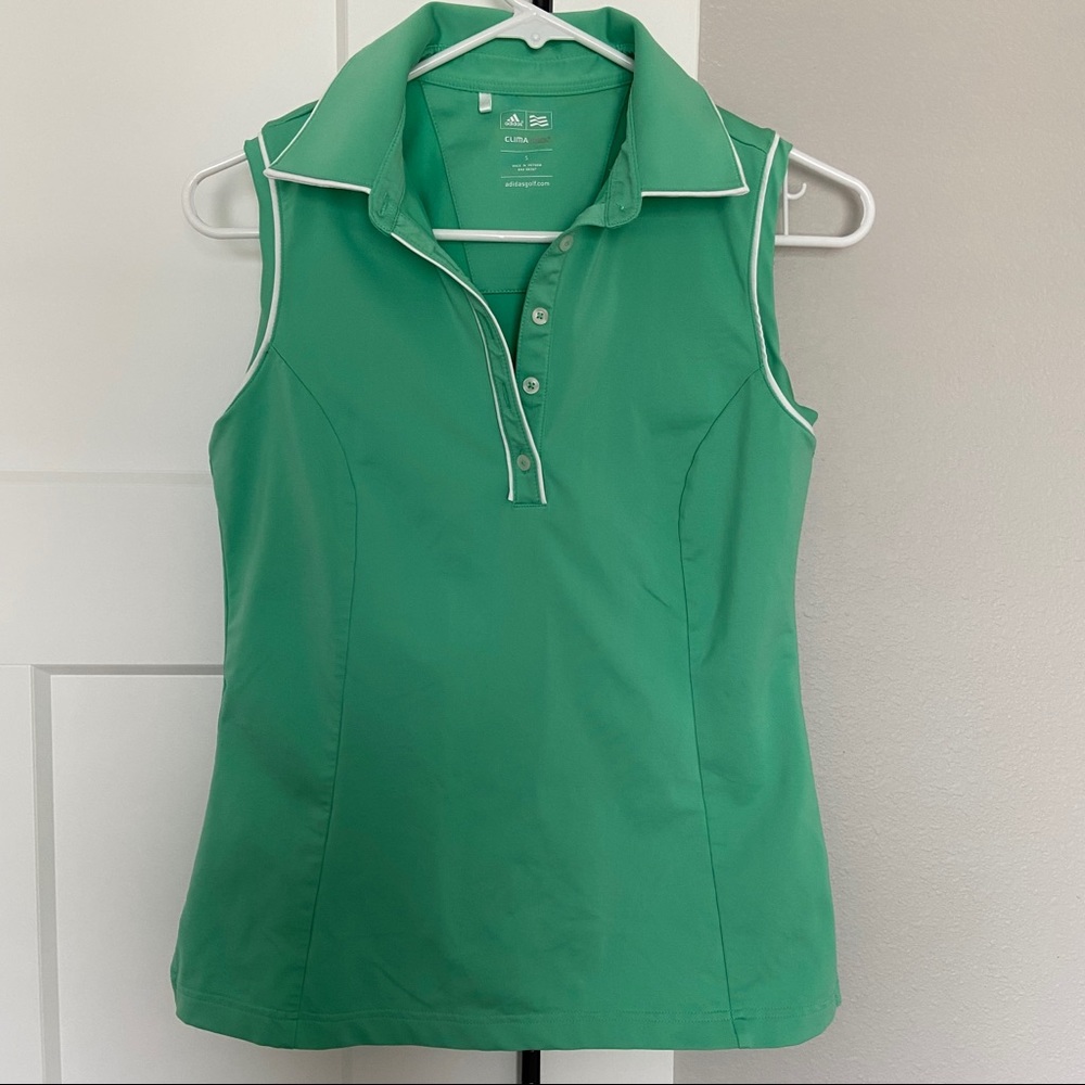 Adidas clima cool green golf sleeveless polo